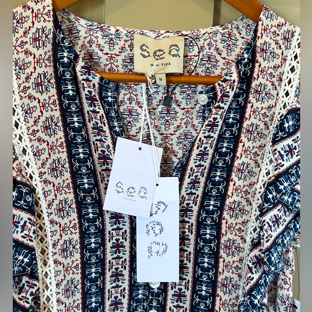 Sea New York 100% Silk Bohemian Mini Dress Sz 10 New — image 3 of 8